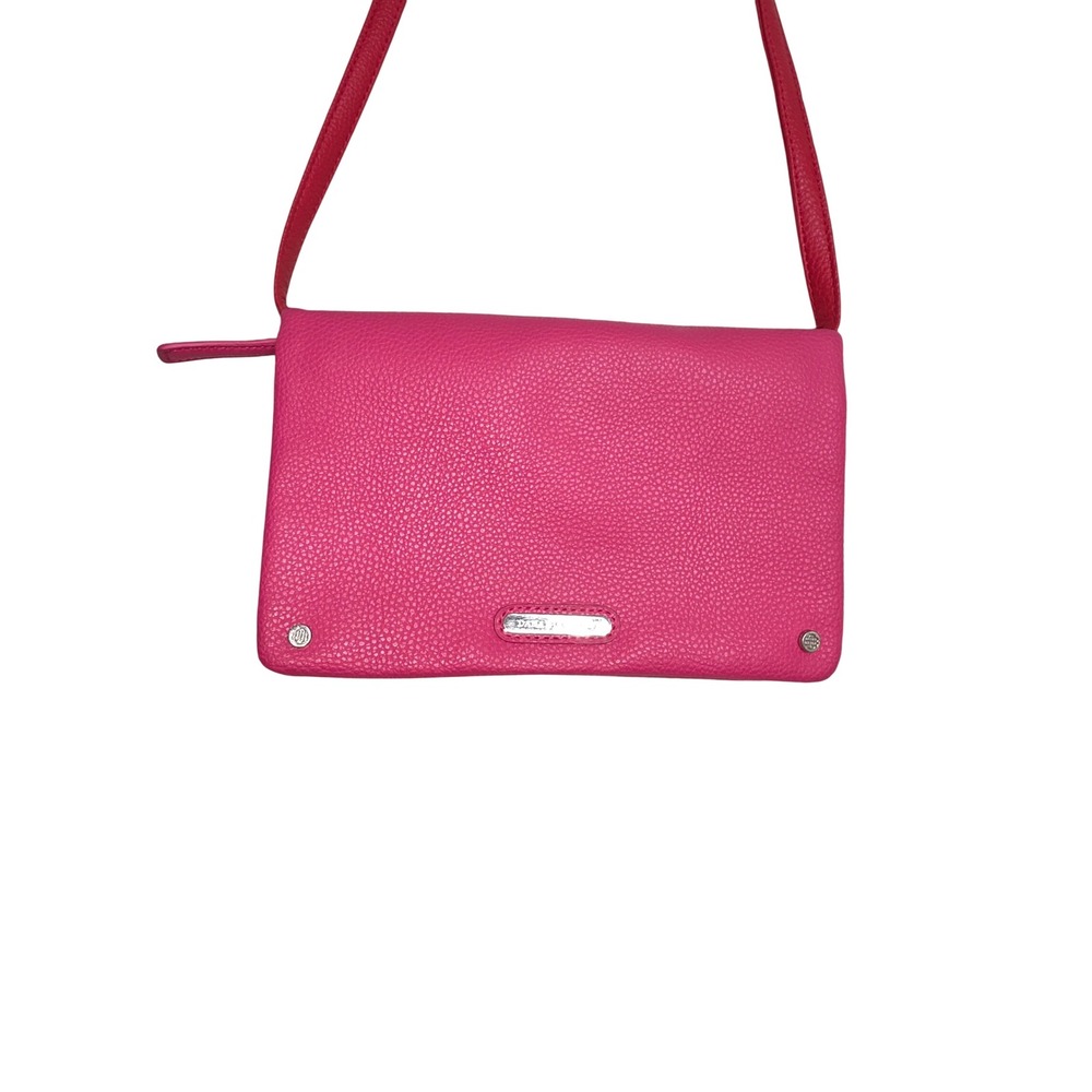 Dana Buchman Pink Red Pebbled Faux Leather Crossbody Bag Zebra Print Lining
